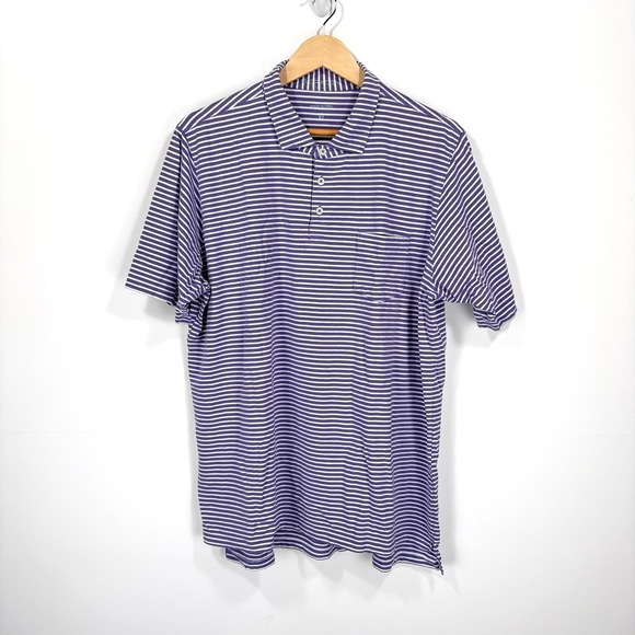 Boomerang OKCG & CC B. Draddy Polo Golf Shirt Men XL Purple White Cotton Stretch - Picture 12 of 13